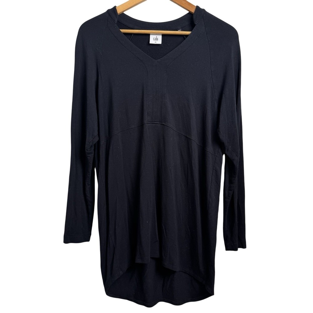 Cabi Black V Neck Long Sleeve Tunic Top XS Womens‎